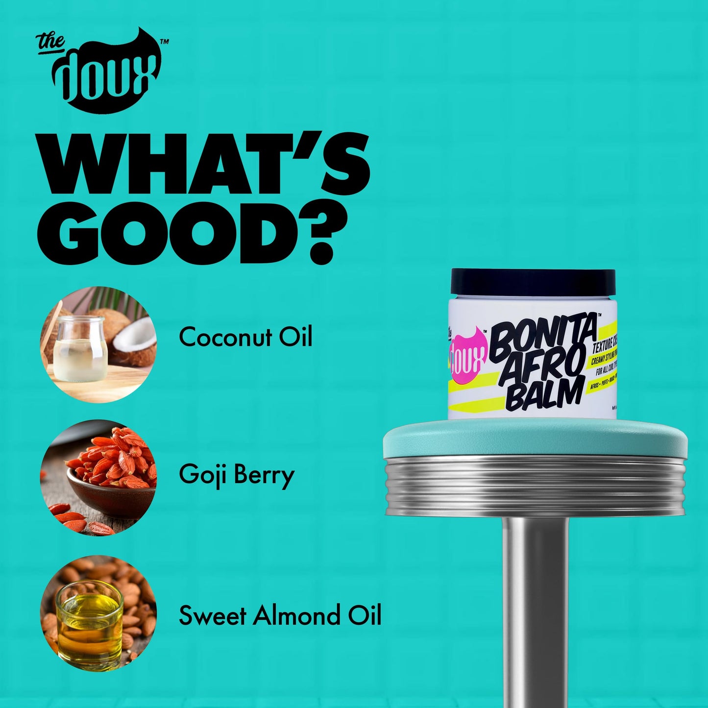 The Doux BONITA AFRO BALM - Texture Styling Cream - Pomade for Women and Men - Add Shine, Softness, and Moisture to Your Curls - Flyaway Hair Tamer Beauty & Personal Care The Doux