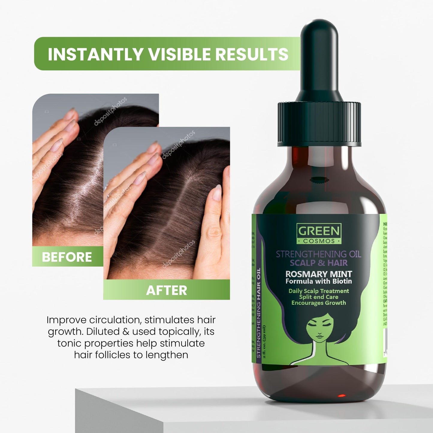 100% Rosemary Oil for Hair Growth - Nourishes Scalp, Boosts Circulation, Relieves Itchy & Dry Scalp, Strengthens Hair & Eyebrow & Eyelash Health Beauty & Personal Care Green Cosmos