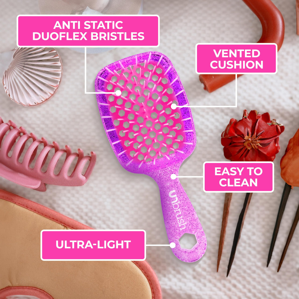 FHI Heat UNbrush Mini Detangling Brush for Wet & Dry Hair