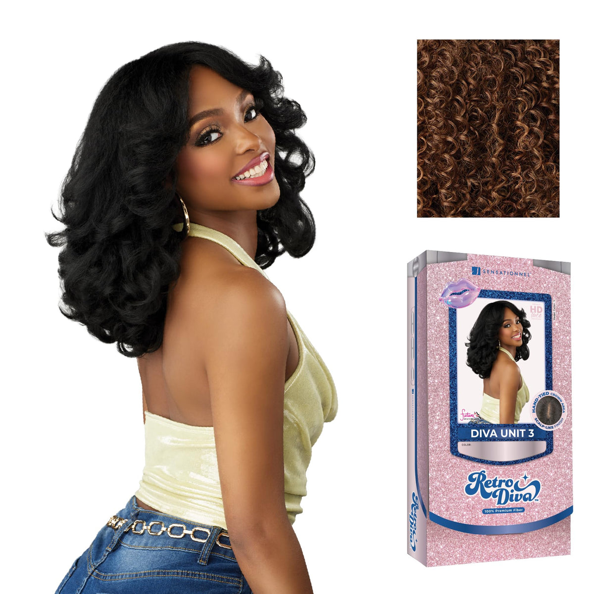 Sensationnel Glamora Lace Crown Wig-Retro Diva Unit 3, SPICESTRIPE