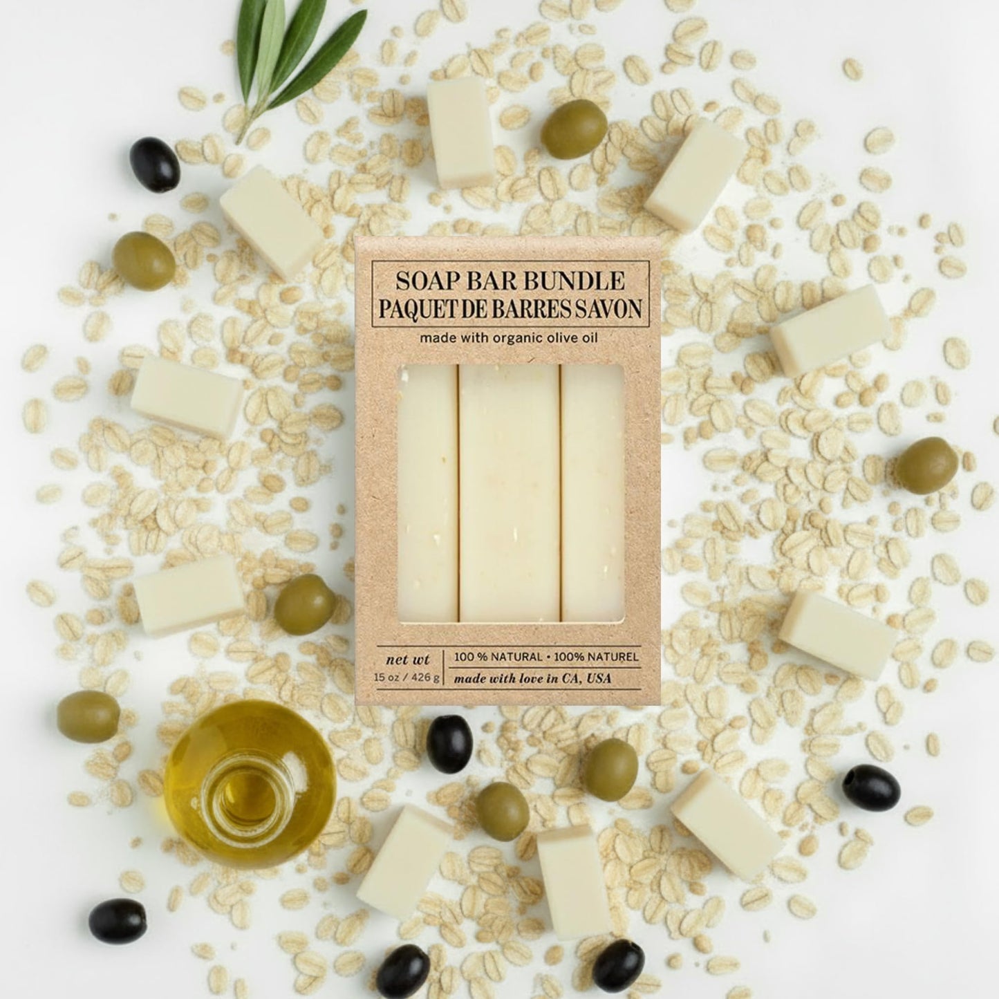 Olivia Care Exfoliating Bar Soap Pack by - 100% Natural & Organic - Infused with Shea Butter & Oats - Deep Clean, Refreshing, Moisturizing & Hydrating Beauty & Personal Care Olivia Care