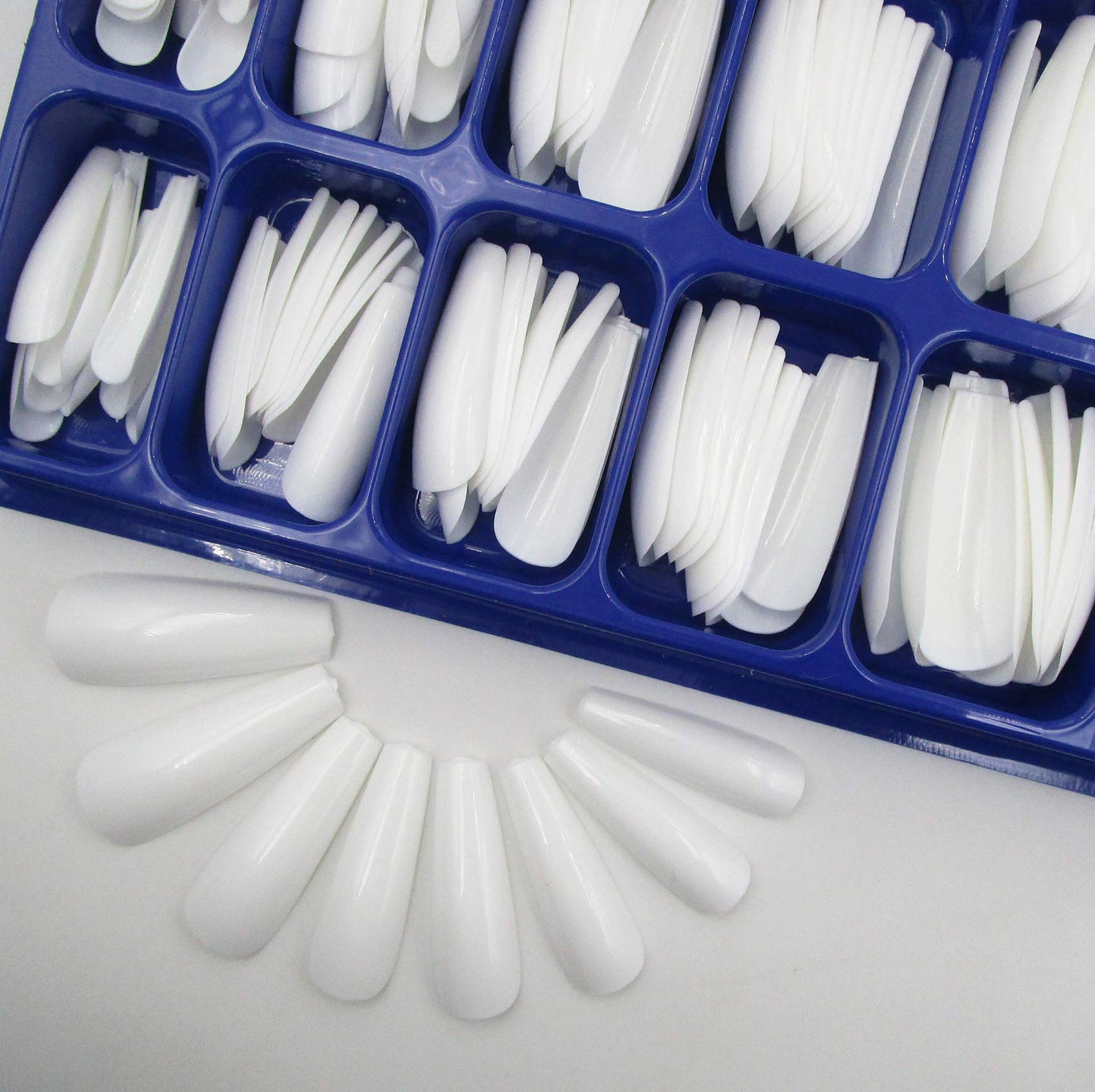 100pc White Press on Nails Medium Coffin Fake Nails, Medium Press-on Nail Coffin Acrylic Nails Press ons Nail White False Nail Glossy Ballerina Beauty & Personal Care LoveOurHome