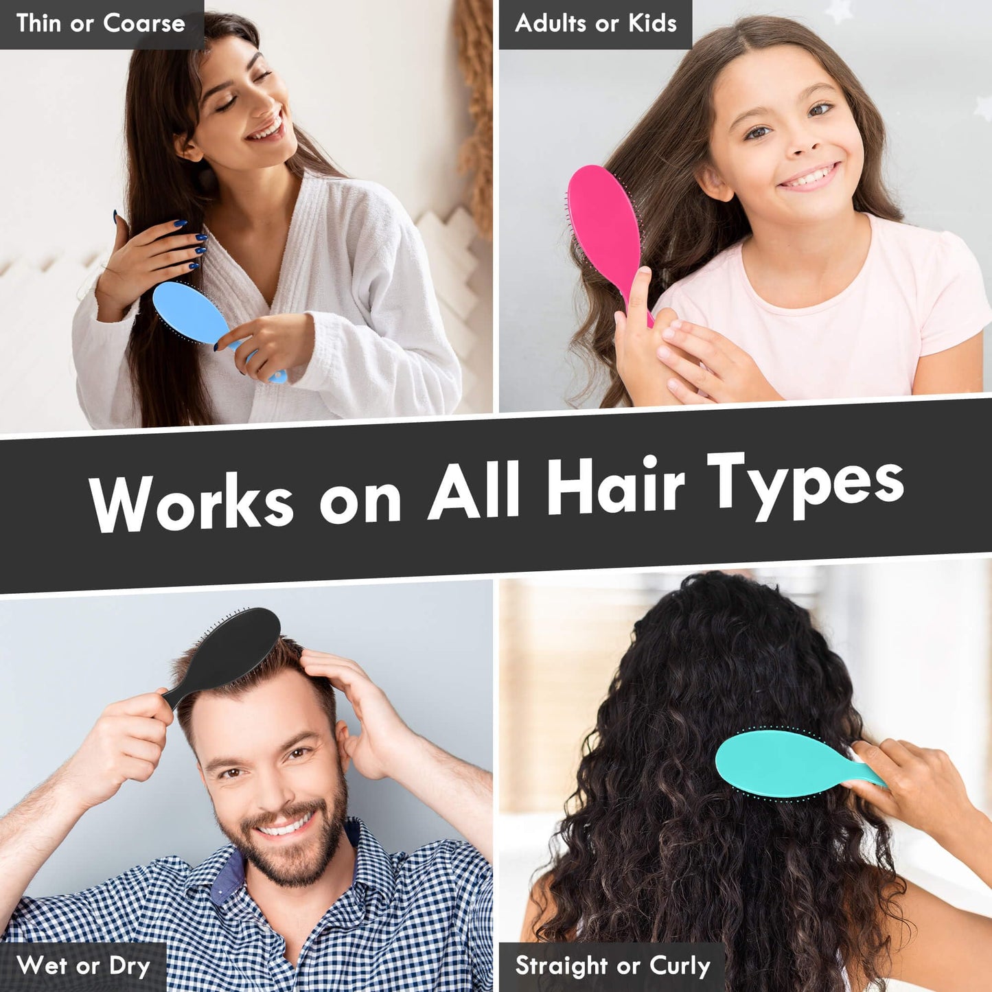 Air Cushion Detangling Hair Brush - 2 Pack Detangler Hairbrush with Ultra Soft Bristles for Effortless Tangle Removal - For Wet Dry Damaged Curly Hair Beauty and Personal Care Aussumy