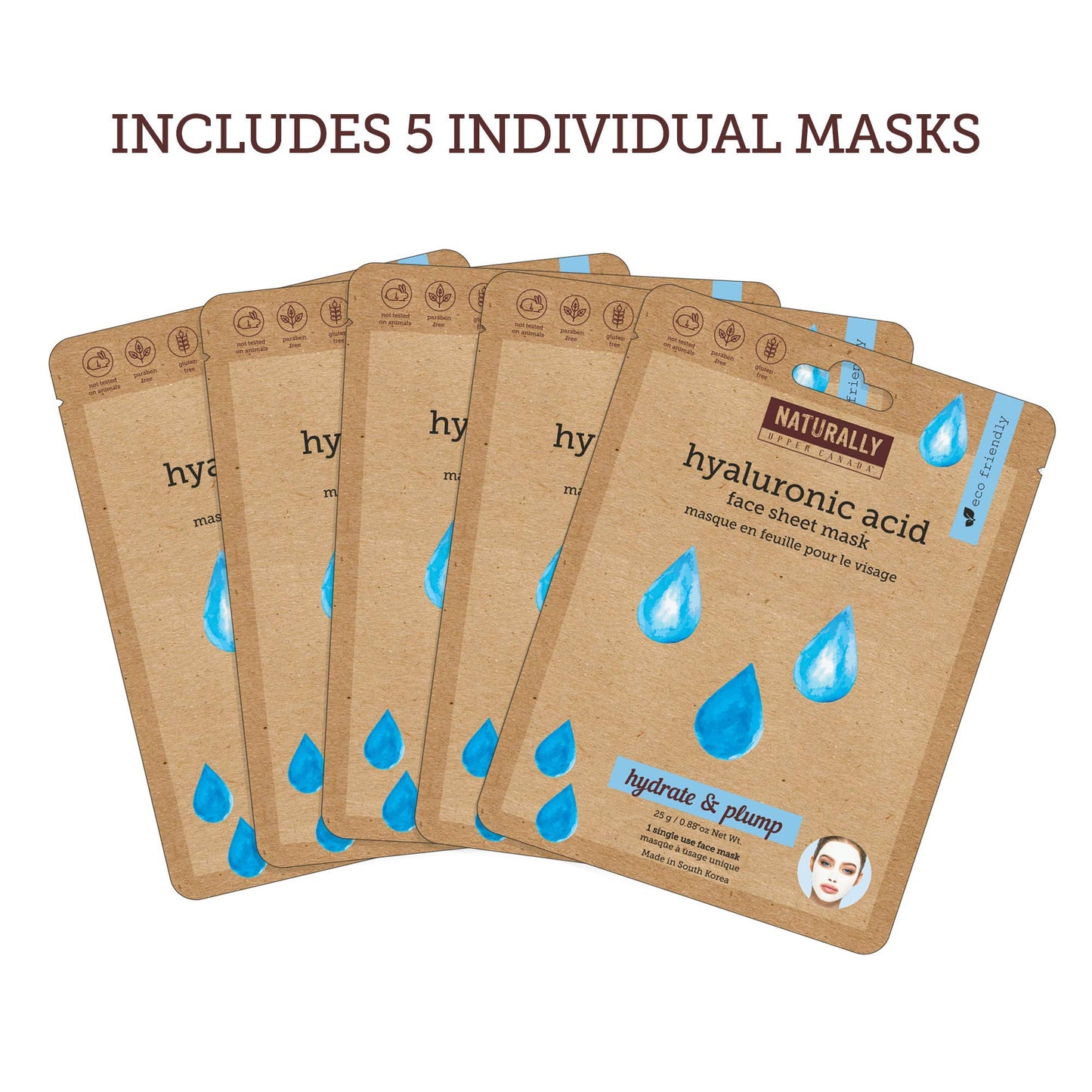 Naturally - Hydrating Hyaluronic Acid Sheet Mask for Dry Skin - Deep Moisturizing & Soothing Spa Facial Treatment, Hydrating Face Mask Set, 5 Sheet Beauty & Personal Care NATURALLY