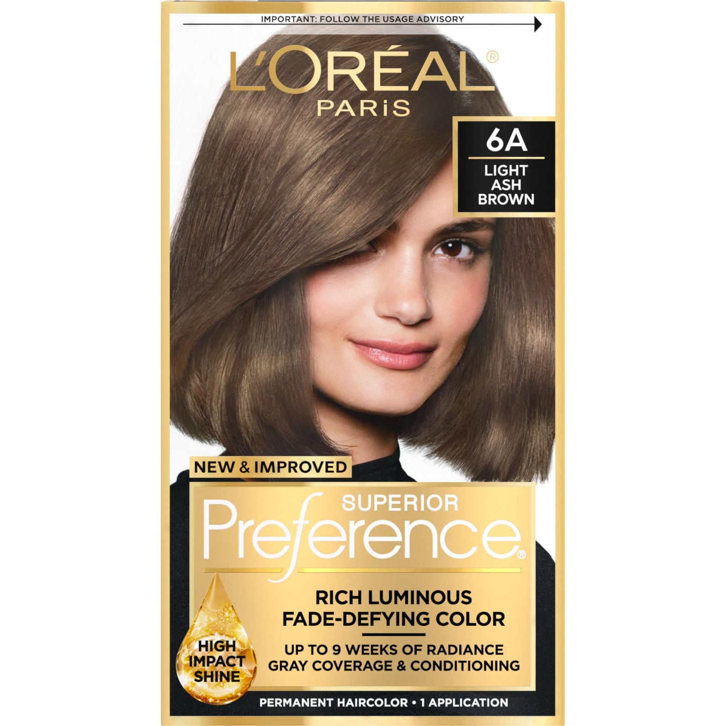 L'Oreal Paris Superior Preference Luminous Fade-Defying Permanent Hair Color, Hair Dye For Up to 9 Weeks of Radiance, Light Ash Brown 6A, 1 Hair Dye Beauty & Personal Care L'Oreal Paris