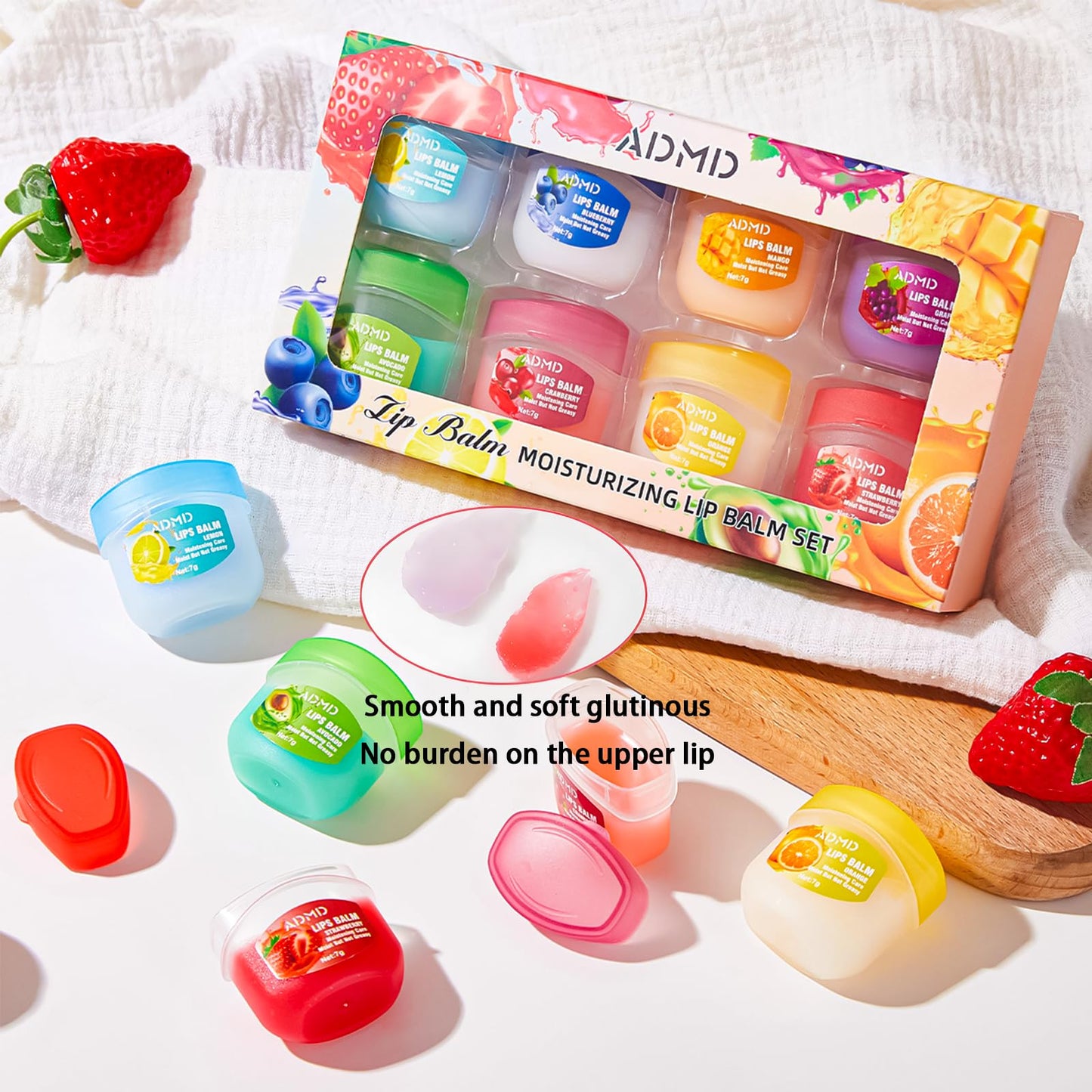 Lip Balm Lip Moisturizing Set 8 kinds of fruit flavor lip mask,4-in-1 lip care is suitable for dry peeling, dark sunken, reducing lip lines Beauty and Personal Care Break The Waves