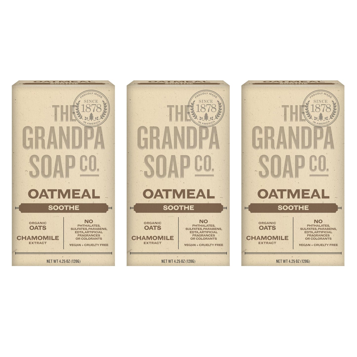 The Grandpa Soap Company Oatmeal Bar Soap - With Organic Oats + Chamomile Extract, Gently Exfoliates and Softens the Skin, Vegan, 4.25 Oz, 3 Pack Beauty & Personal Care The Grandpa Soap Company