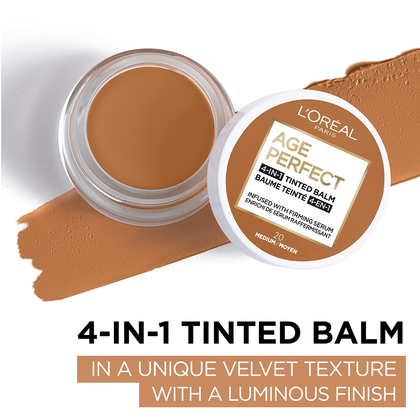 L'Oreal Paris Age Perfect 4-in-1 Tinted Face Balm Foundation with Firming Serum, Medium 20, 0.61 Ounce Beauty & Personal Care L'Oreal Paris
