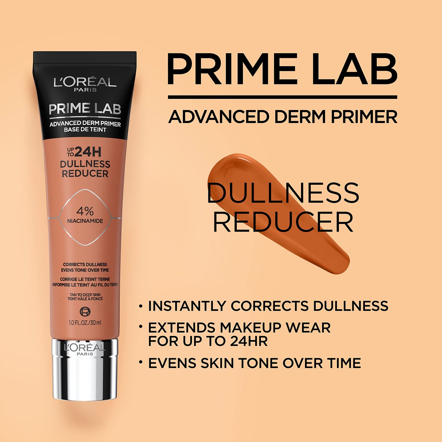 L'Oreal Paris Prime Lab Up to 24H Dullness Reducer, Face Primer Infused with Niacinamide to Reduce Face Dullness and Extend Makeup Wear, 1.01 Fl Oz Beauty & Personal Care L'Oreal Paris