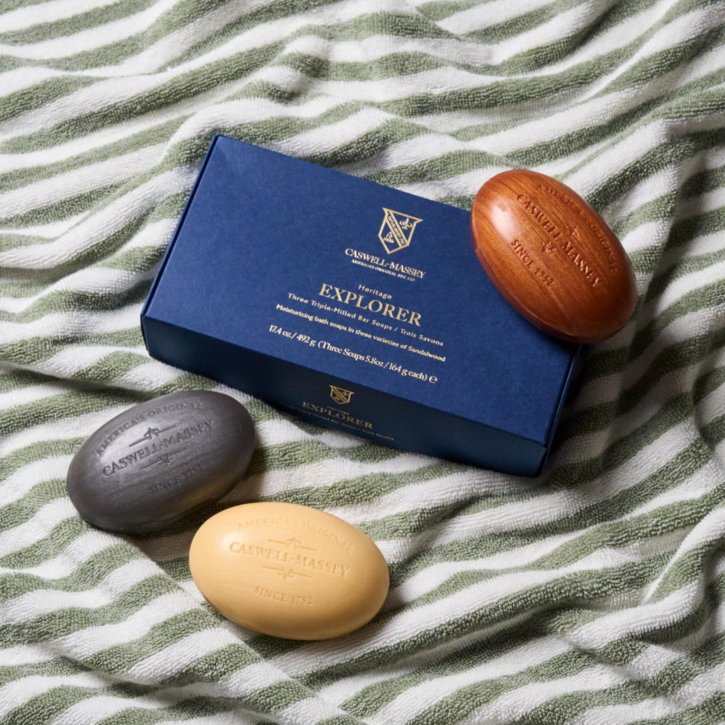 Caswell-Massey Men’s Bar Soap Gift Set - 2571, Woodgrain & Sandalwood - Moisturizing Triple-Milled Body Wash Bars for All Skin Types, Plant-Based Beauty & Personal Care Caswell-Massey