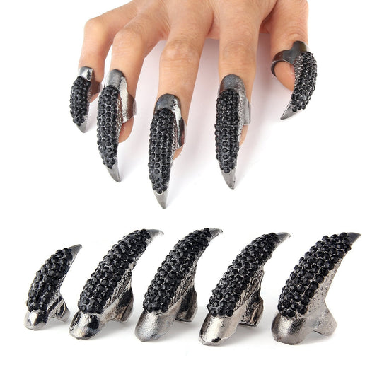 10 Pcs Halloween Costume Fake Finger Claws - Gothic Punk Cosplay Nail Rings - Sparkling Crystals Paved Party Accessories for Girls Women Men - Witch Beauty & Personal Care Bestga