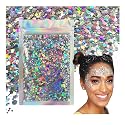 Holographic Silver - Face & Body Glitter - Chunky Glitter - Uses Include: Holidays, Cheerleading, Festival, Rave, Hair, Makeup, Face, Body, Nails Beauty & Personal Care Electric Bliss Beauty