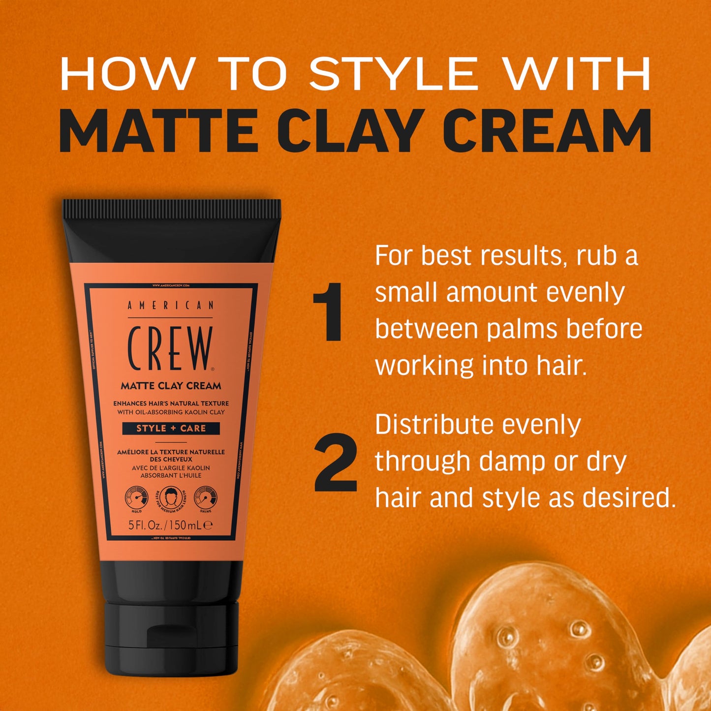 AMERICAN CREW Matte Clay Cream, Thickening & Defining Hair Clay with Kaolin Clay & Coconut Oil, Medium Hold Matte Finish for Fine & Straight Hair, 5 Beauty & Personal Care AMERICAN CREW