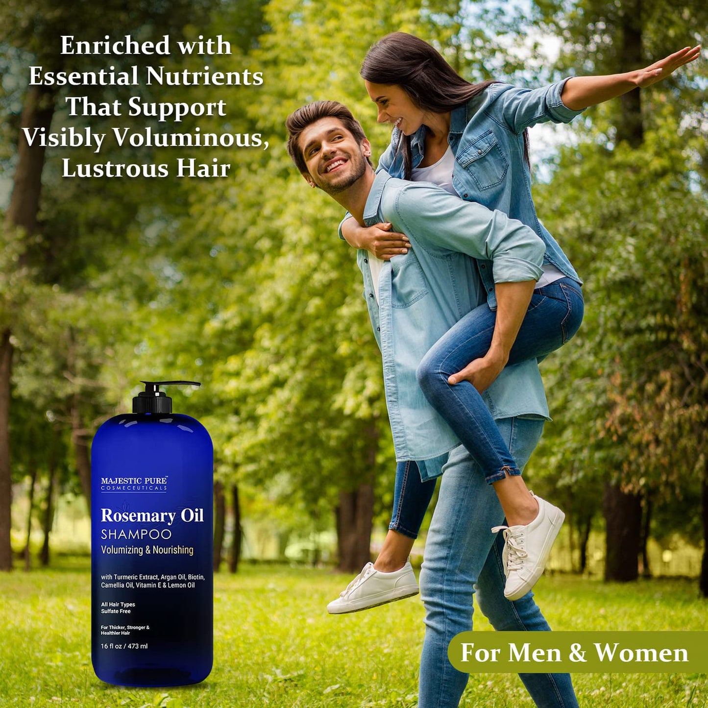 Majestic Pure Rosemary Oil Shampoo for Hair Growth - Volumizing & Nourishing Shampoo - with Vitamin E & Argan Oil - Sulfate Free, for Men & Women - 16 Beauty & Personal Care Majestic Pure