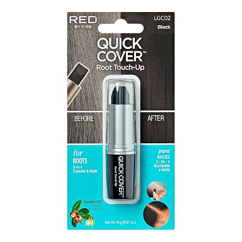 RED by Kiss Quick Cover Root Touch Up Stick, Water-Resistant Temporary Gray Hair Concealer with Brush for Roots and Beard, Long-Lasting Coverage, Easy Beauty & Personal Care Red by Kiss