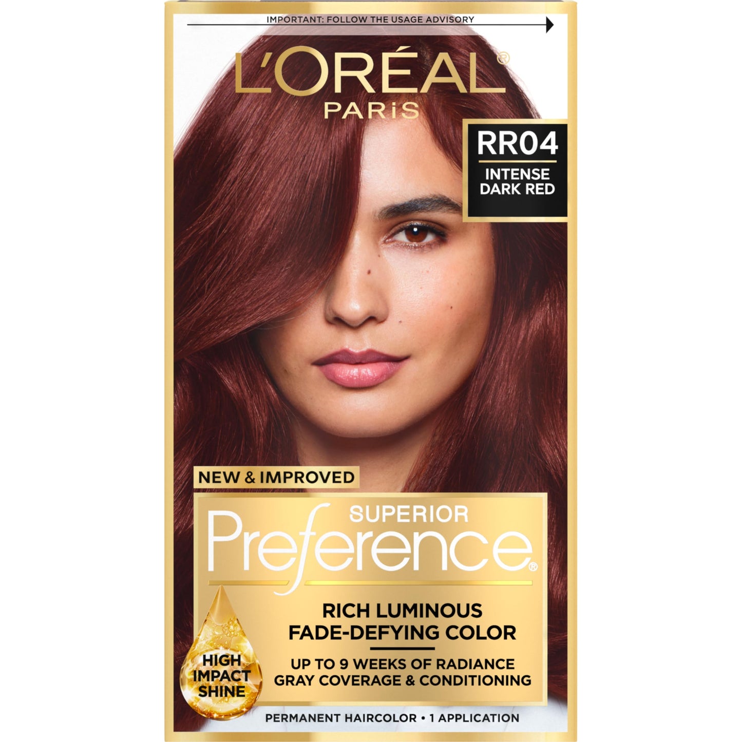 L'Oreal Paris Superior Preference Luminous Fade-Defying Permanent Hair Color, Hair Dye For Up to 9 Weeks of Radiance, Intense Dark Red RR-04, 1 Hair Beauty & Personal Care L'Oreal Paris