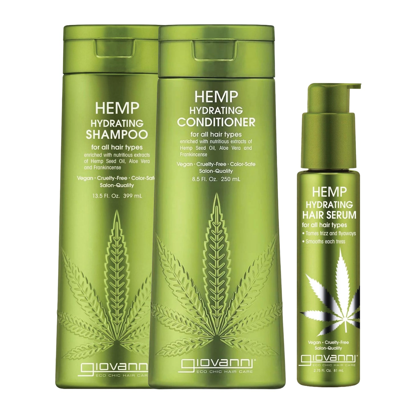 GIOVANNI Hemp Hydrating Shampoo, Conditioner, & Serum Trio - Contains Hemp Seed Oil, Aloe Vera, & Frankincense, Helps Stimulate, Moisturize Beauty & Personal Care GIOVANNI