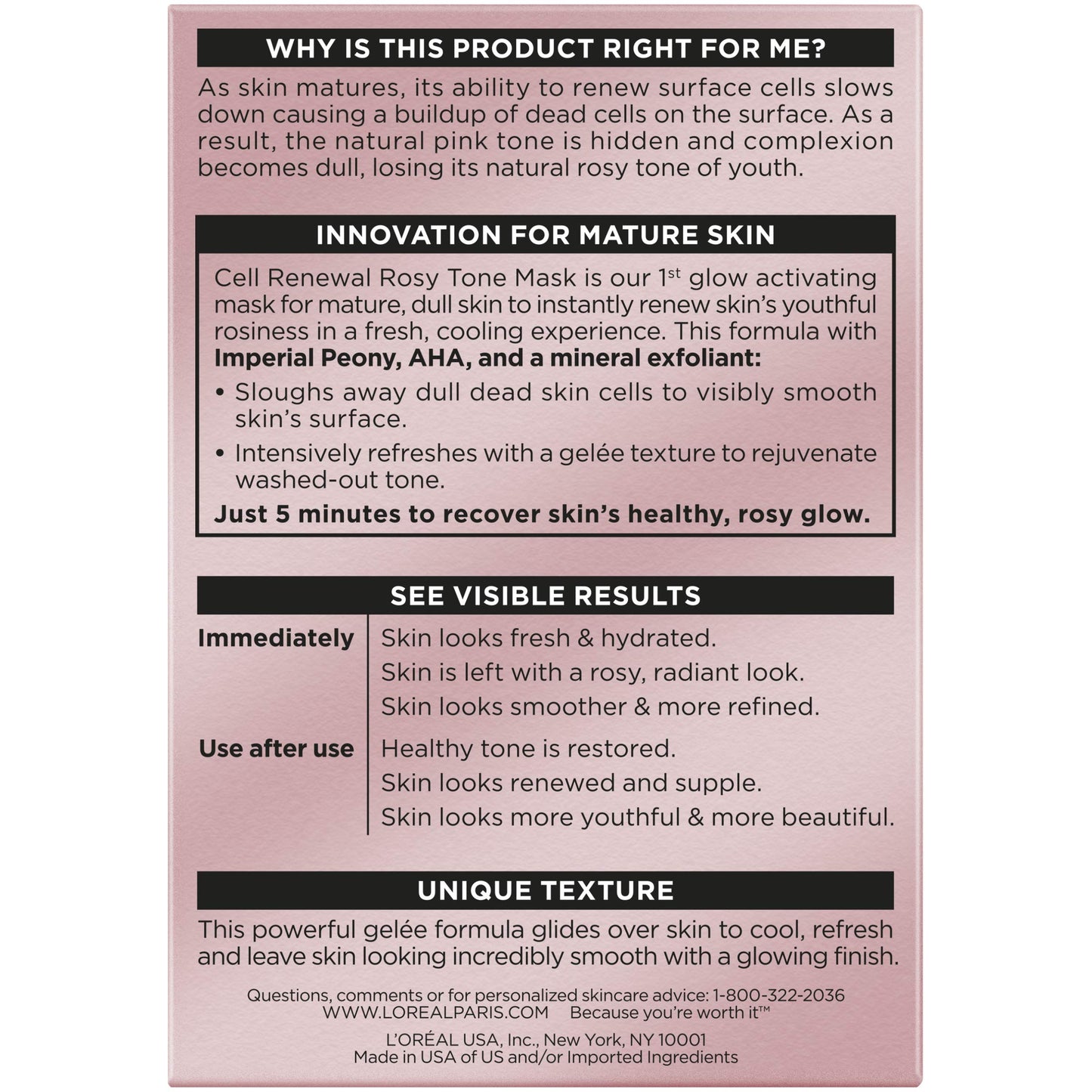 L'Oreal Paris Skincare Age Perfect Rosy Tone Face Mask With Aha and imperial peony for Rosy, Radiant Skin, 1.7 Oz Beauty & Personal Care L'Oreal Paris