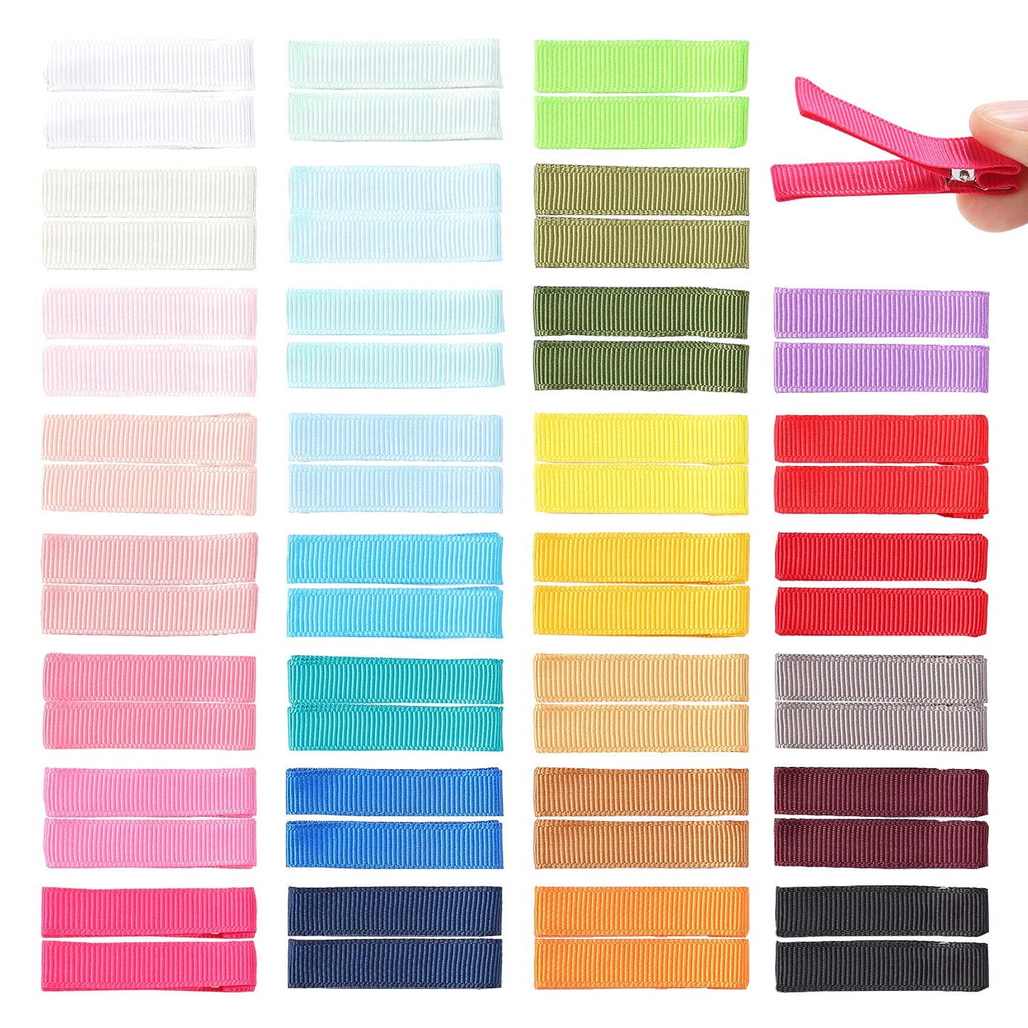 Cinaci 60 Pack/30 Pairs 5 CM 2 Inch Solid Plain Grosgrain Ribbon Cloth Fabric Covered Fully Lined DIY Metal Alligator Hair Clips Duckbill Barrettes Beauty & Personal Care Cinaci