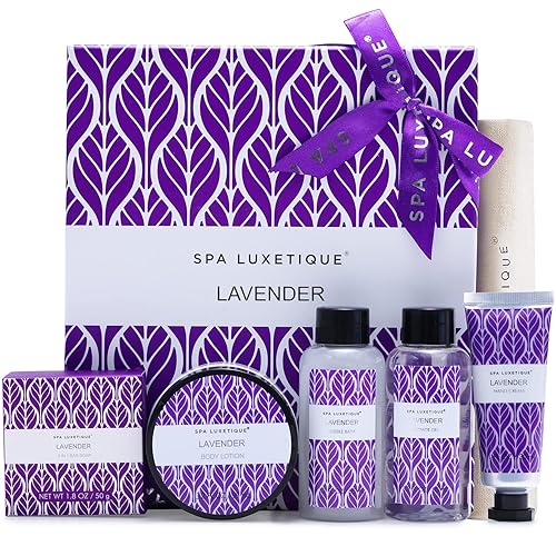 Spa Luxetique Lavender Spa Set, Bath Set for Women Gift, Relaxing Home Spa Kits Includes Body Lotion, Shower Gel, Bubble Bath, Hand Cream, Birthday Beauty & Personal Care spa luxetique