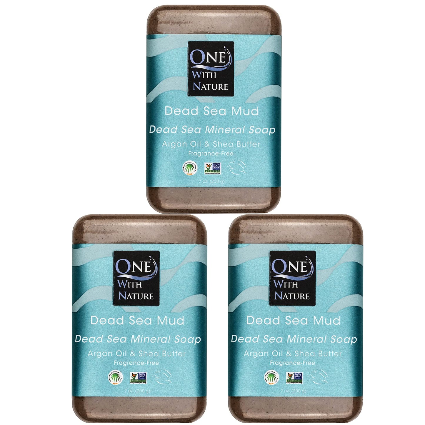 One With Nature Dead Sea Mineral Mud Soap Bar, 7 oz, Fragrance Free, Shea Butter, Argan Oil, Magnesium, Sulfur, 21 Minerals, Soothes Skin, Exfoliates Beauty & Personal Care One With Nature