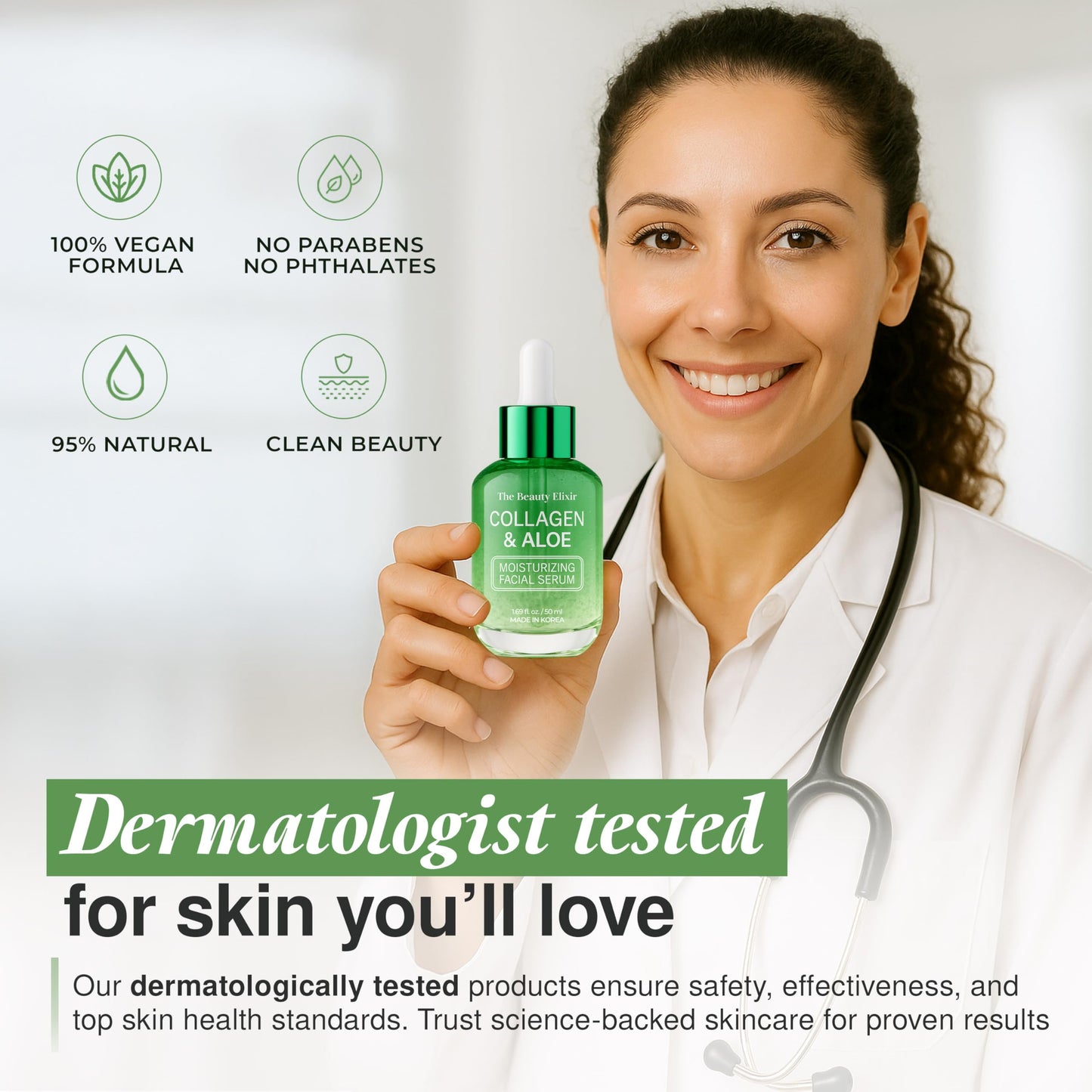 The Beauty Elixir Aloe & Collagen Serum For Face - Dermatologist Tested, Anti-Aging, Ultra Hydrating Aloe Vera Gel For Face - Natural Ingredients Beauty & Personal Care The Beauty Elixir
