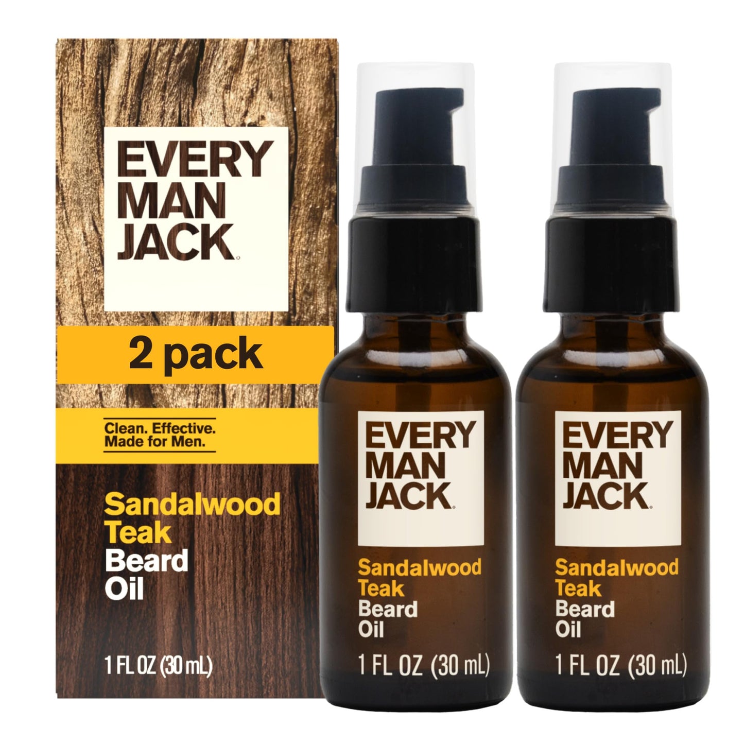 Every Man Jack Sandalwood Beard Oil - Moisturize & Soften Your Beard - Relieve Itch and Flakes - Made w/Naturally Derived Ingredients like Vitamin E Beauty and Personal Care Every Man Jack