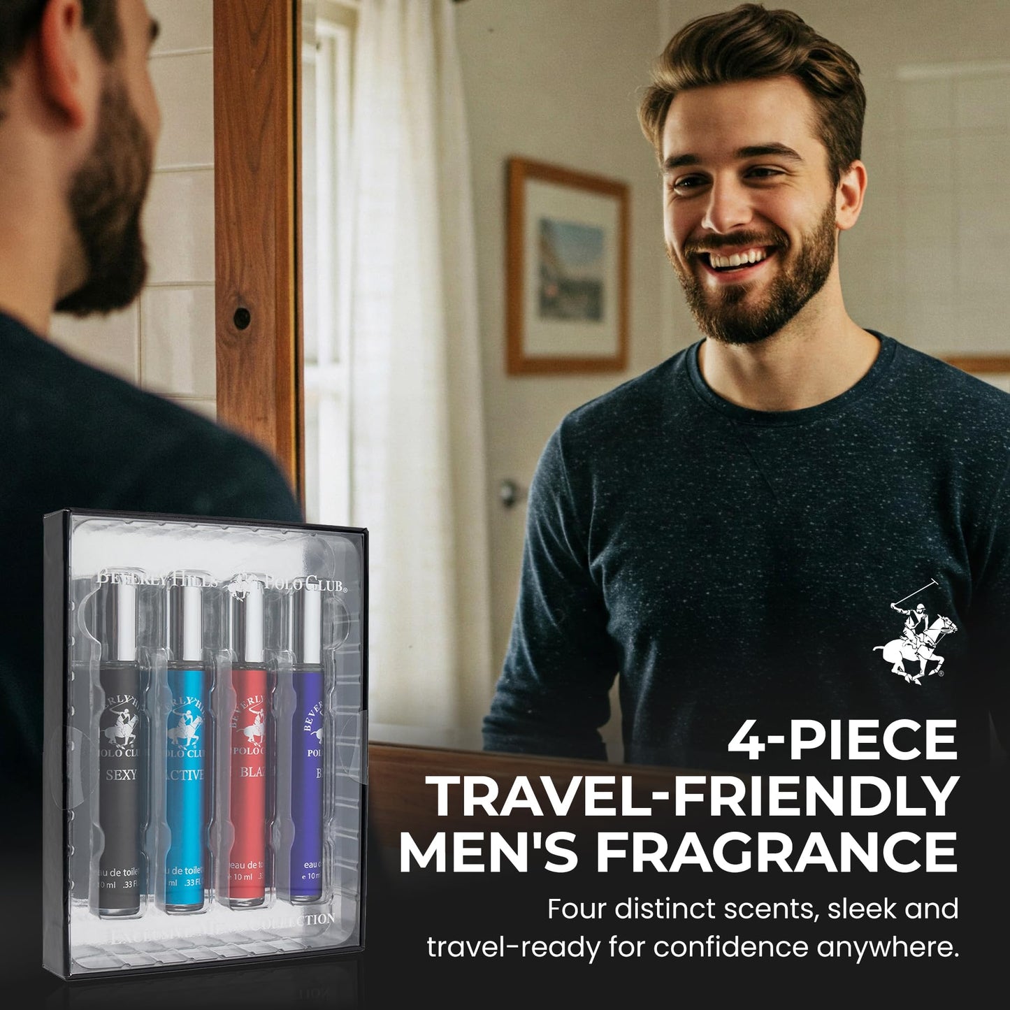 Beverly Hills Polo Club EDT Pen Spray Collection - Set of 4 Men's Fragrance Gift Set - Active, Sexy, Blaze and Blue Scent - Long-Lasting Beauty & Personal Care Beverly Hills Polo Club