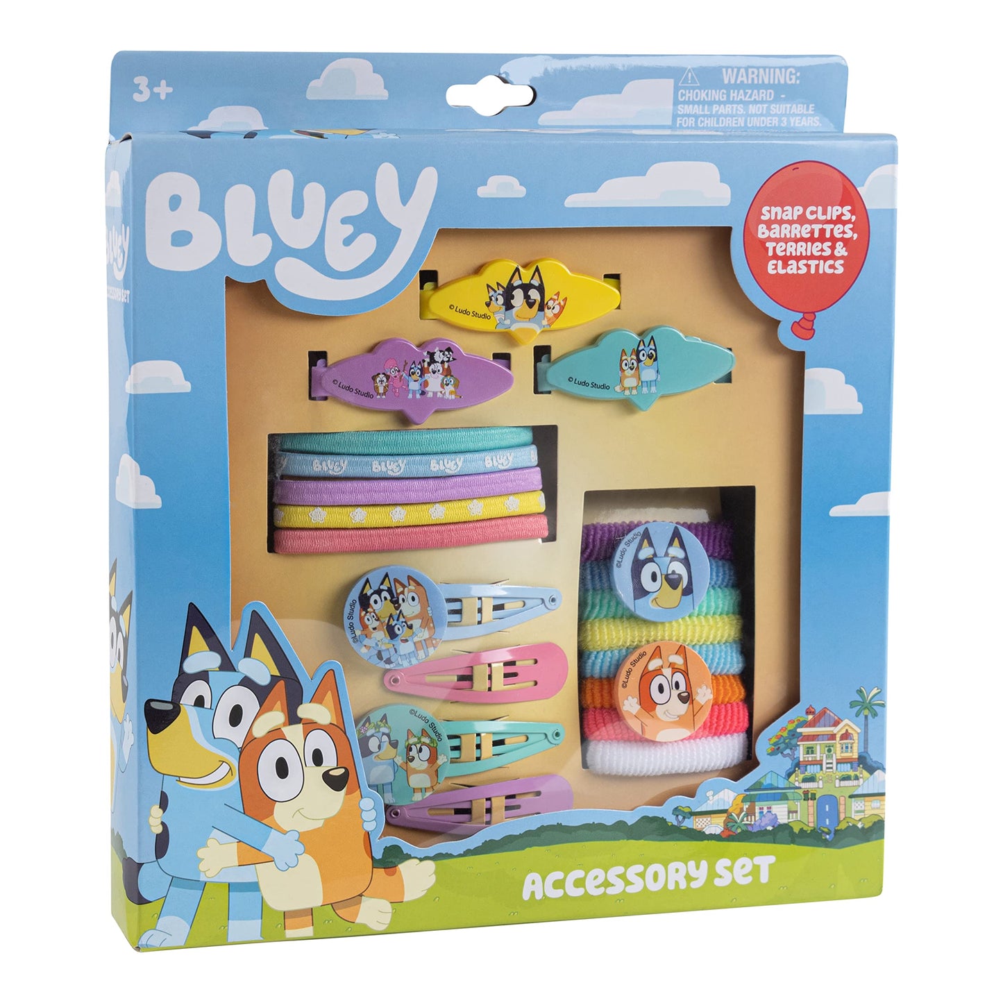 Luv Her Bluey Girls 20 Piece Accessory Set with 3 Barrettes, 4 Snap Hair Clips, 5 Elastics and 8 Terry Ponies- Ages 3+ Beauty & Personal Care LUV HER
