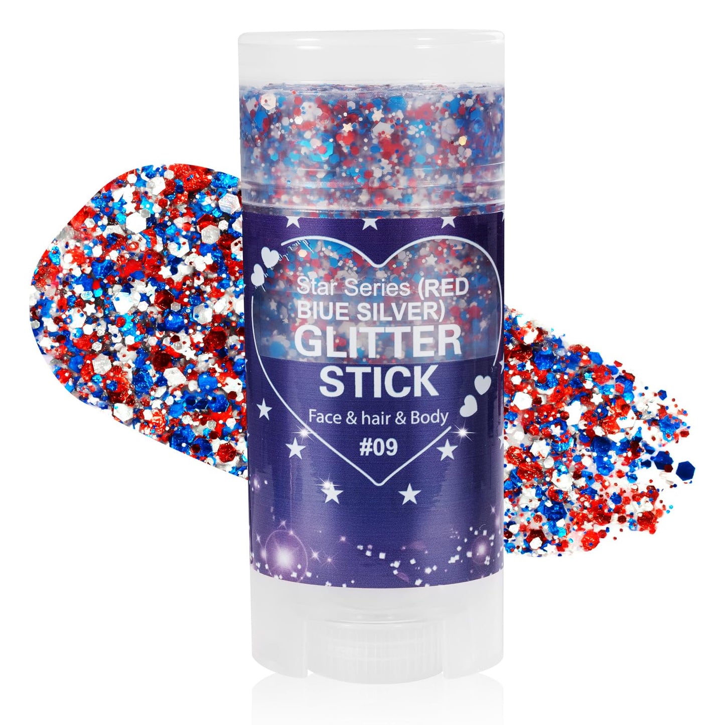 Mysense Patriotic Red White and Blue Body Glitter Stick,4th of July Accessories,Sparkling Face Hair Glitter for 4th of July Outfits Women Beauty and Personal Care Mysense Default Title