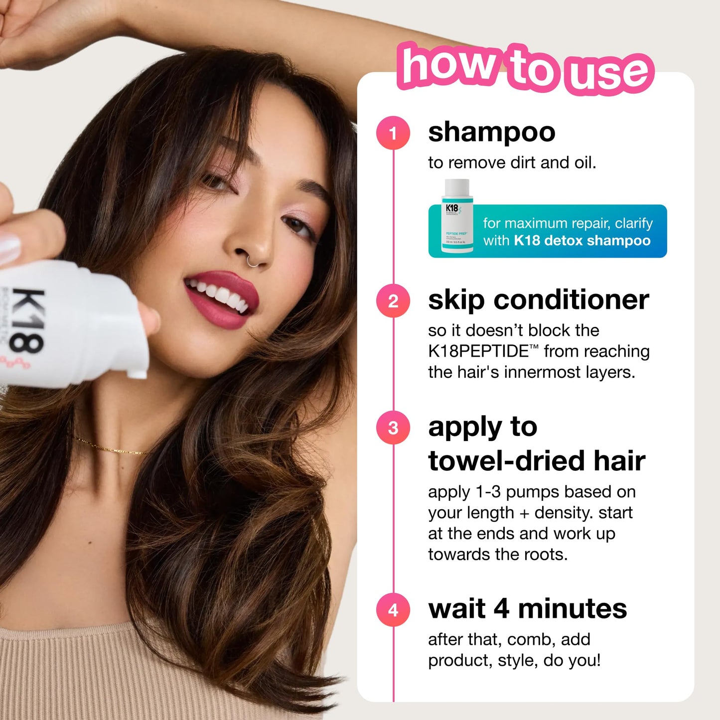 K18 Leave-In Molecular Repair Hair Mask - Peptide Hair Treatment Mask for Bleach, Color, Chemical + Heat Damaged Strands - Immediate + Lasting Damage Beauty and Personal Care K18