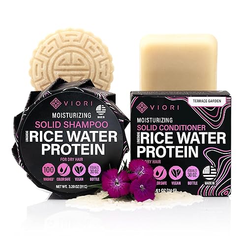 Viori Terrace Garden Shampoo and Conditioner Bar Set Made with Rice Water - Handcrafted Sulfate Free Shampoo and Conditioner Beauty & Personal Care Viori