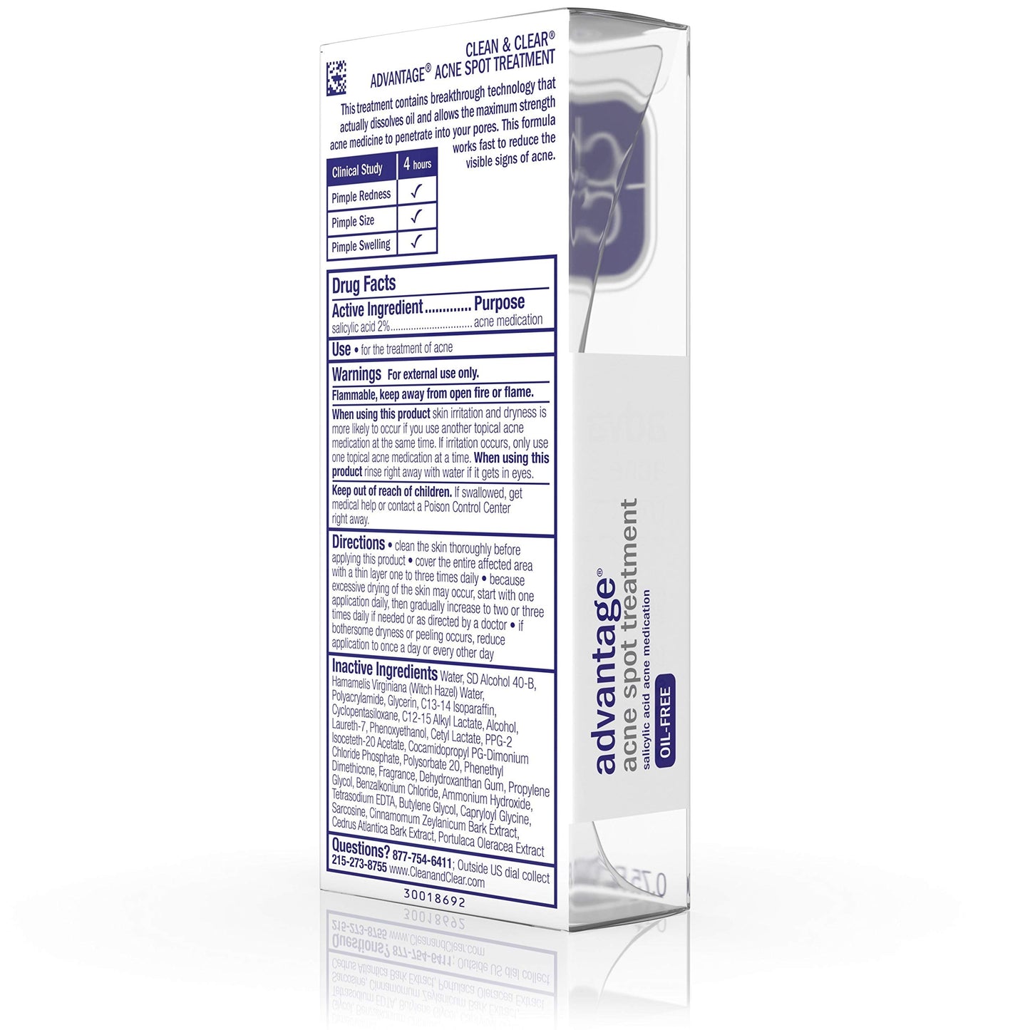 Clean & Clear Advantage Acne Spot Treatment, Oil Free Acne Treatment with Salicylic Acid, Witch Hazel, and BHA, Gel Pimple Cream for Adults and Teens Beauty & Personal Care Clean
