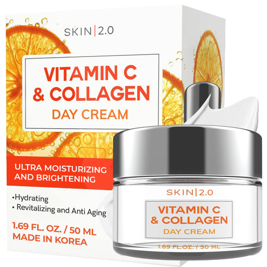 Skin 2.0 Vitamin C & Collagen Face Moisturizer - Dermatologist Tested, Anti-Aging, Skin Tightening - Brightening, Clean Beauty, Cruelty-Free, Korean Beauty & Personal Care Skin 2.0