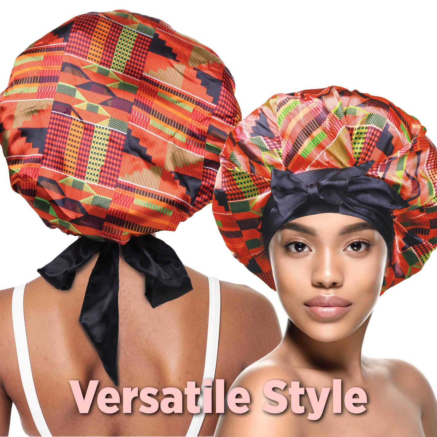 DONNA Large, Extra Large Adjustable Tie Satin Bonnet Sleep Cap 1pc Satin Headband Around Hairline & Nape Area Hair Accessories Night Cap Shower Caps Beauty & Personal Care DONNA