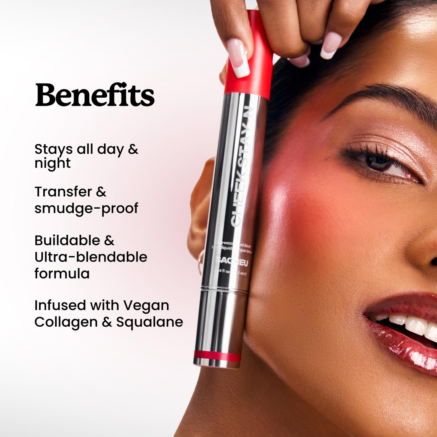 Sacheu Cheek STAY-N Liquid Blush for Cheeks - High Pigment, Buildable, Lightweight Cream Blush for Dewy & Radiant Flushed Cheeks - Long-lasting Beauty and Personal Care Sacheu