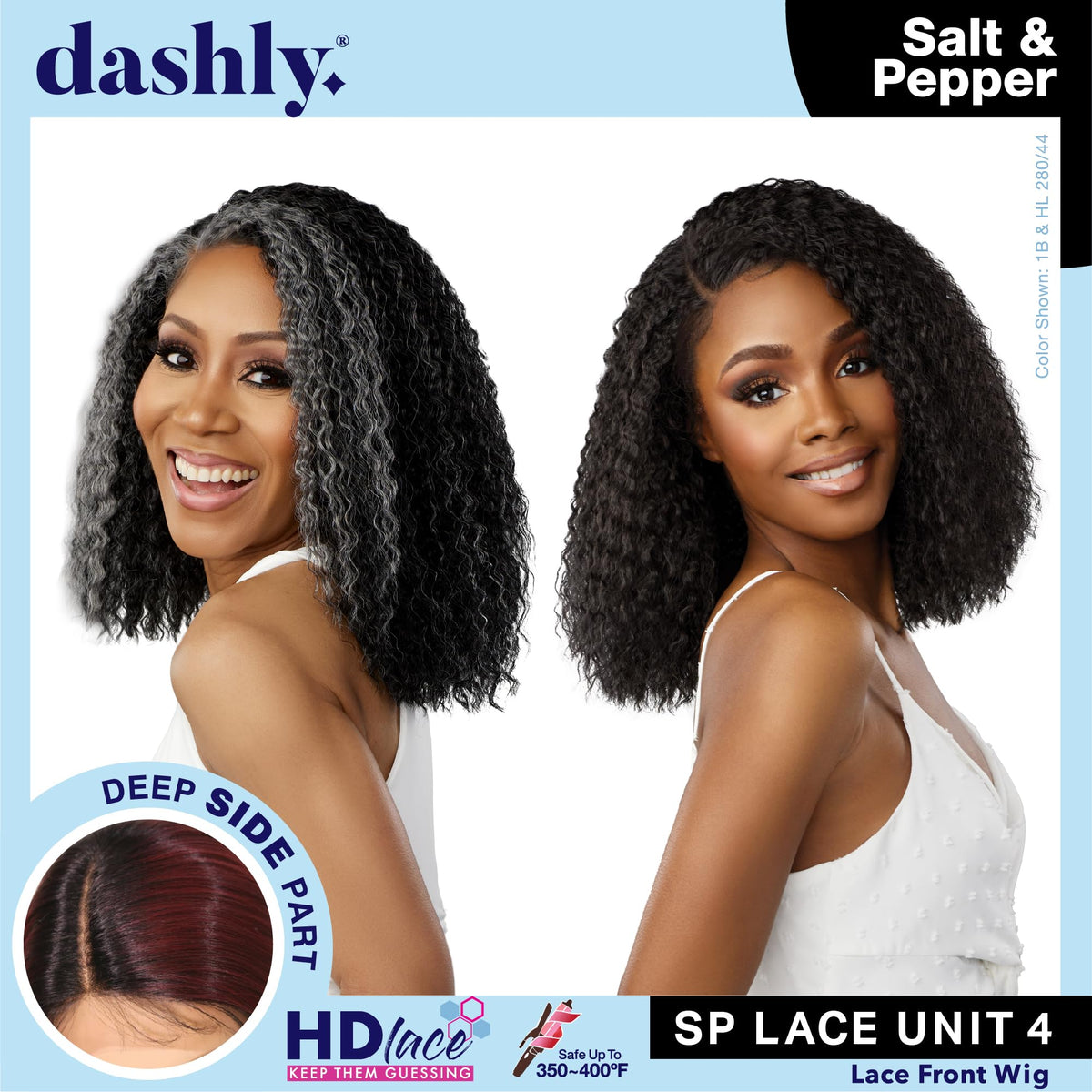 Sensationnel Dashly Lace Saltandpepper Wig-Sp Unit 4, HL280/44