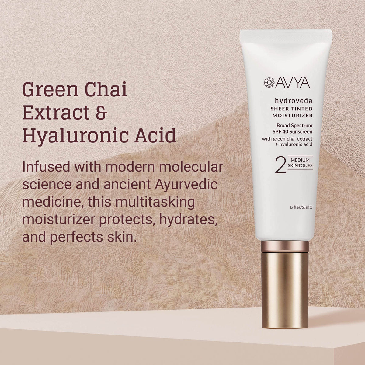 AVYA Skincare SPF 40 Tinted Moisturizer, Medium #2, 1.7oz