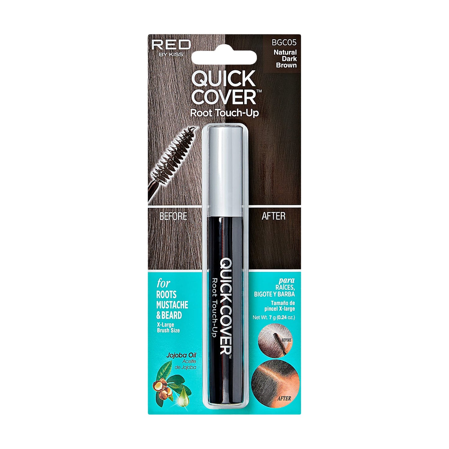 RED by KISS Quick Cover Root Touch Up Rescue (Natural Dark Brown), Mascara Natural Water-Resistant Temporary Gray Concealer Cover Up Brush for Hair Beauty & Personal Care Red by Kiss