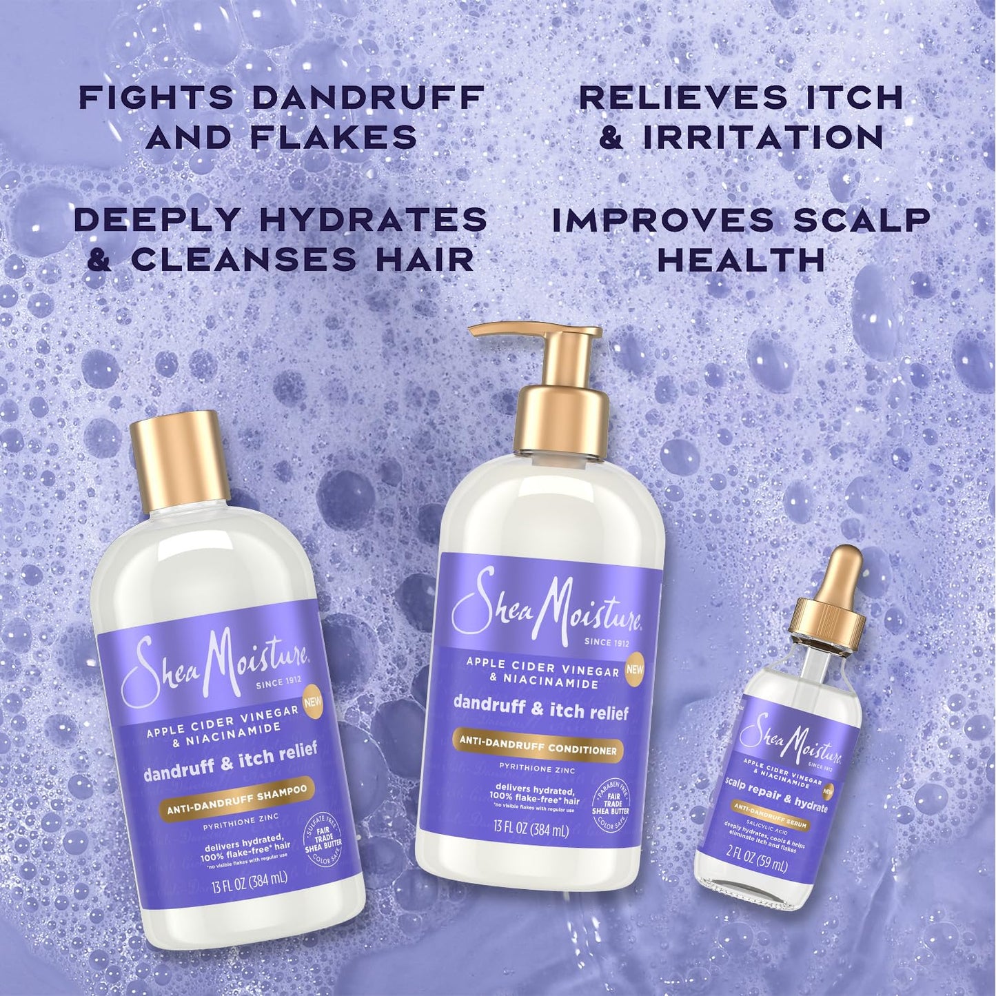 SheaMoisture Anti-Dandruff Shampoo & Conditioner + Scalp Repair & Hydrate Serum with Niacinamide, Shea Butter, 3% Salicylic Acid for Flakes & Itchy Beauty & Personal Care Shea Moisture