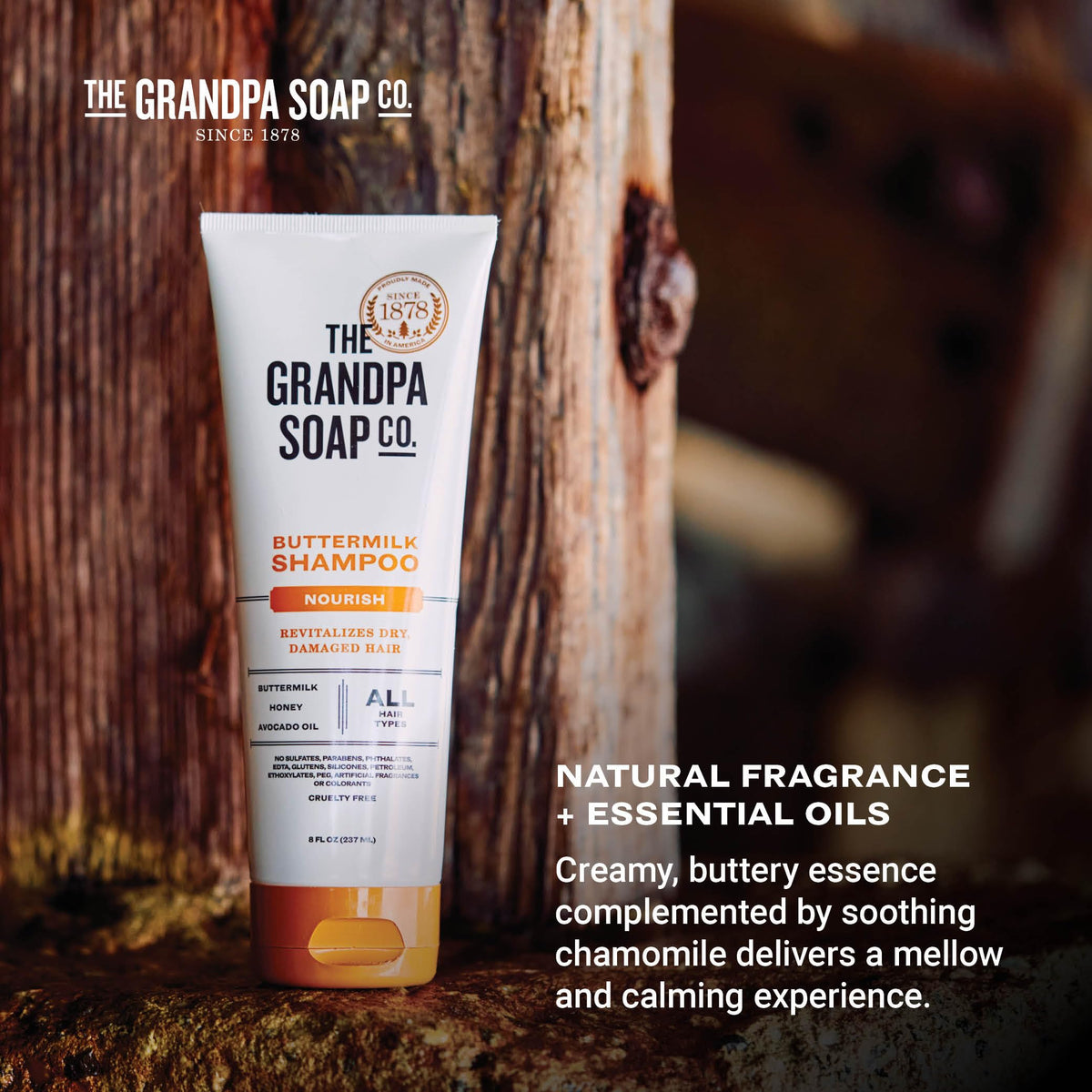 The Grandpa Soap Company Buttermilk Shampoo - Nourishing Formula to Help Revitalize Dry and Damaged Hair, With Honey & Avocado Oil, Vegan, Sulfates Beauty & Personal Care The Grandpa Soap Company