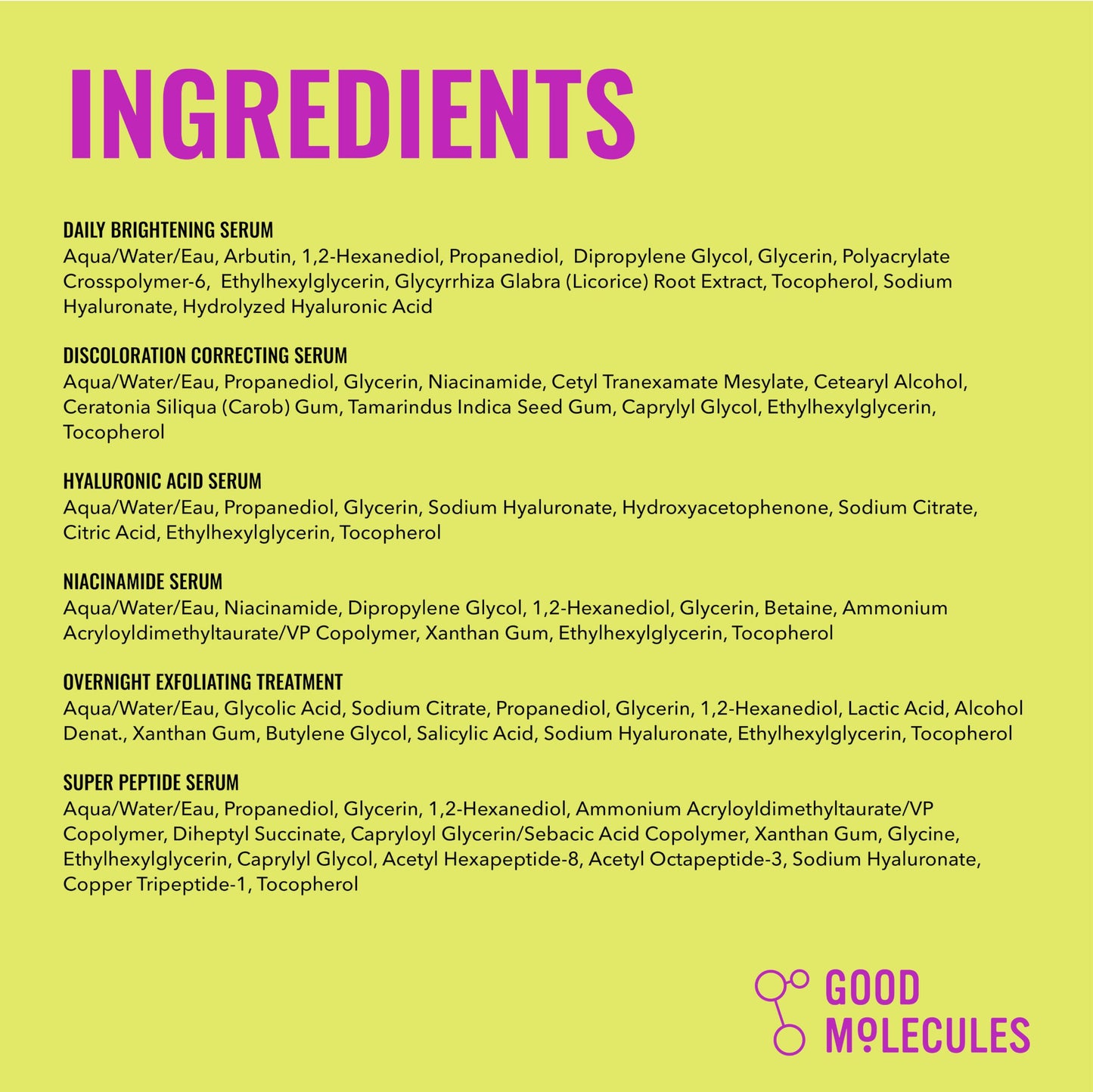 Good Molecules The Super Serums Discovery Set - 6 Mini Serums (0.5 Fl Oz Each) - Hyaluronic Acid, Niacinamide, Discoloration Correcting, Daily Beauty and Personal Care Good Molecules