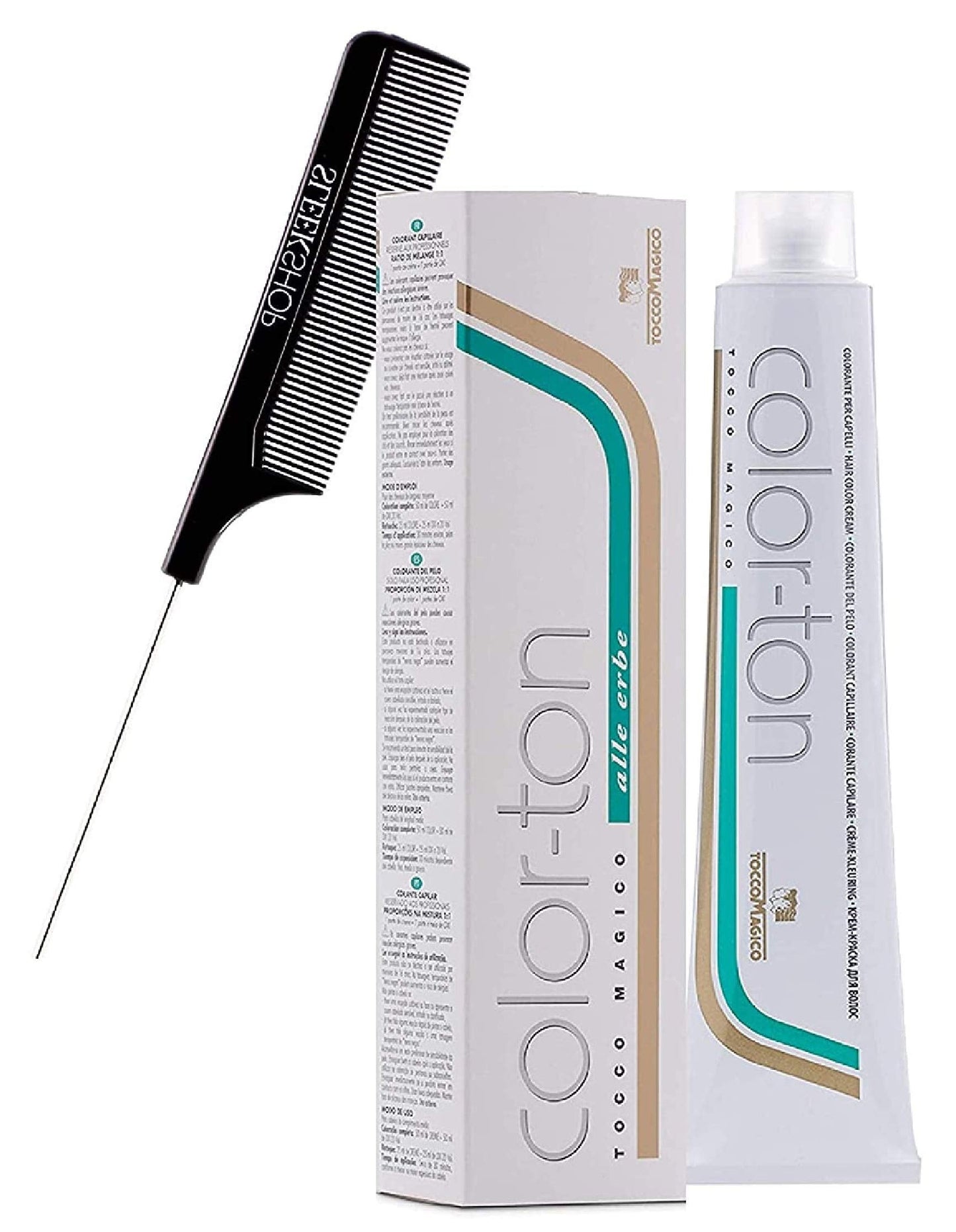 Tocco Magico Color-Ton Alle Erbe Permanent Hair Color Cream (w/Sleek Steel Pin Rat Tail Comb) Haircolor Dye Creme (9D/9.3 Very Light Golden Blond) Beauty & Personal Care Tocco Magico