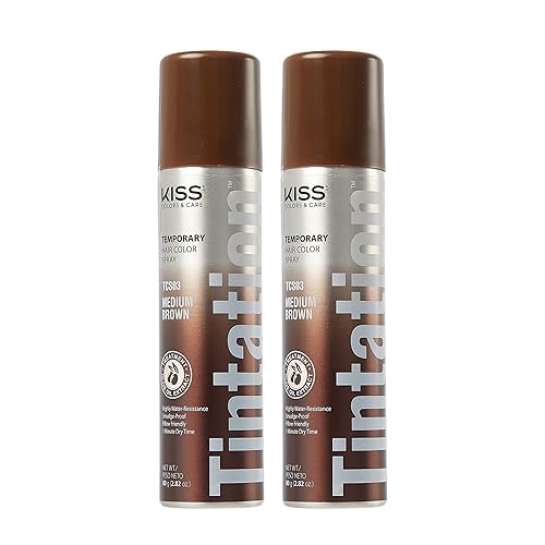 Kiss Tintation Temporary Color Spray Medium Brown 2.82 Ounce (Pack of 2) Beauty & Personal Care Red by Kiss
