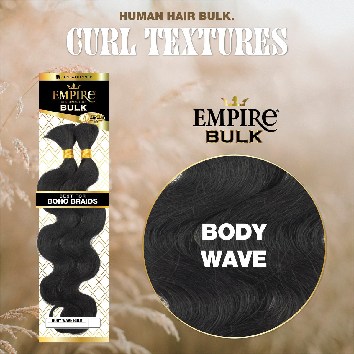 Sensationnel Empire Bulk Braiding-Body Wave,14 inch, 4 MEDBROWN