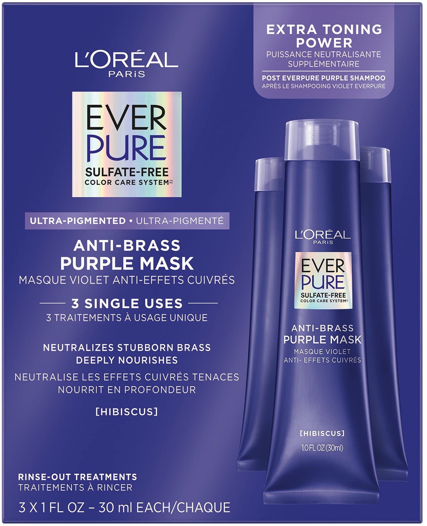 L'Oreal Paris EverPure Ultra Pigmented Anti Brass Purple Rinse-Out Mask for Bleached, Blonde or Highlighted Hair, 3 Ounce Beauty & Personal Care L'Oreal Paris
