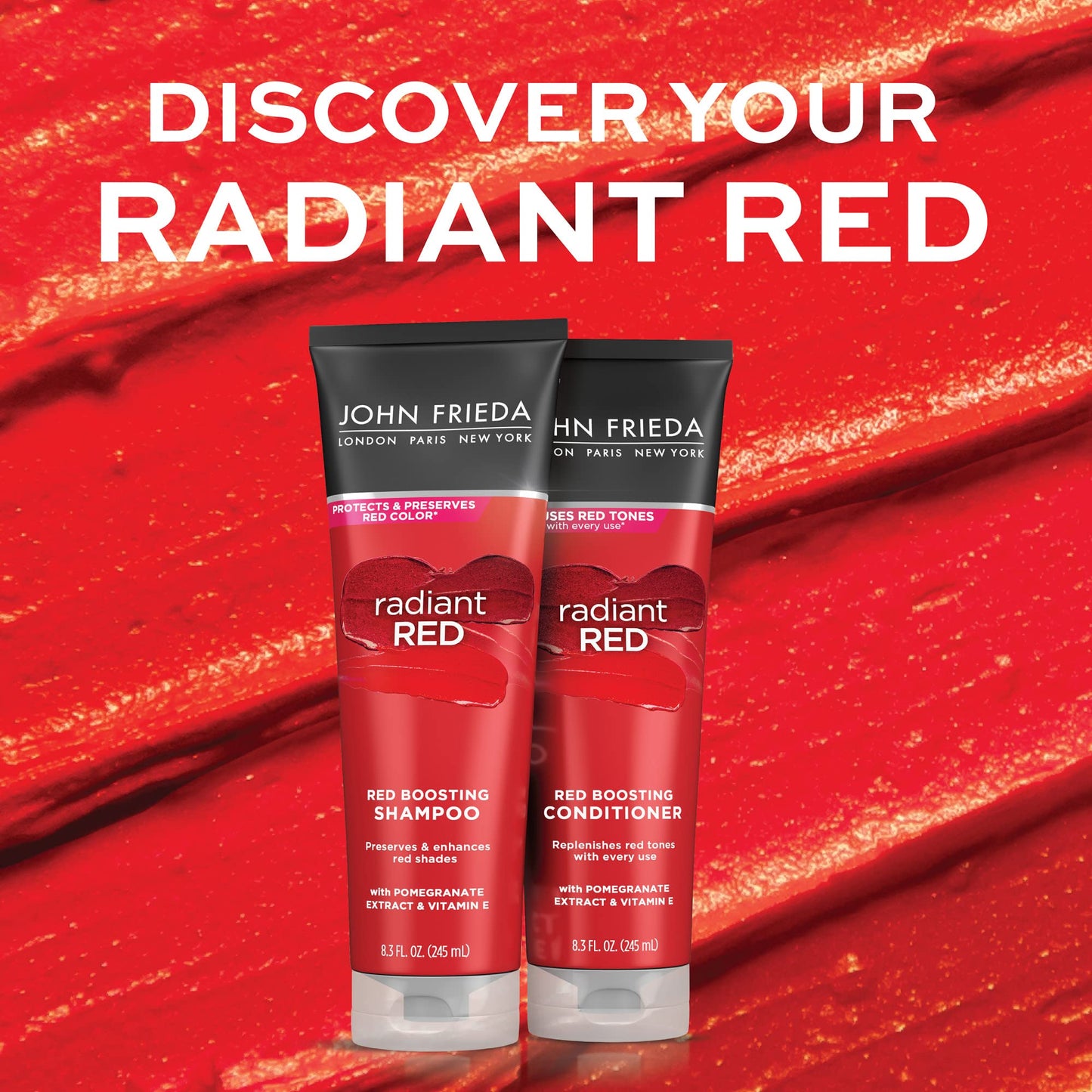 John Frieda Radiant Red Shampoo & Conditioner Bundle, Enhancing Shampoo & Conditioner, Helps Enhance Shades, with Pomegranate and Vitamin E Beauty & Personal Care John Frieda