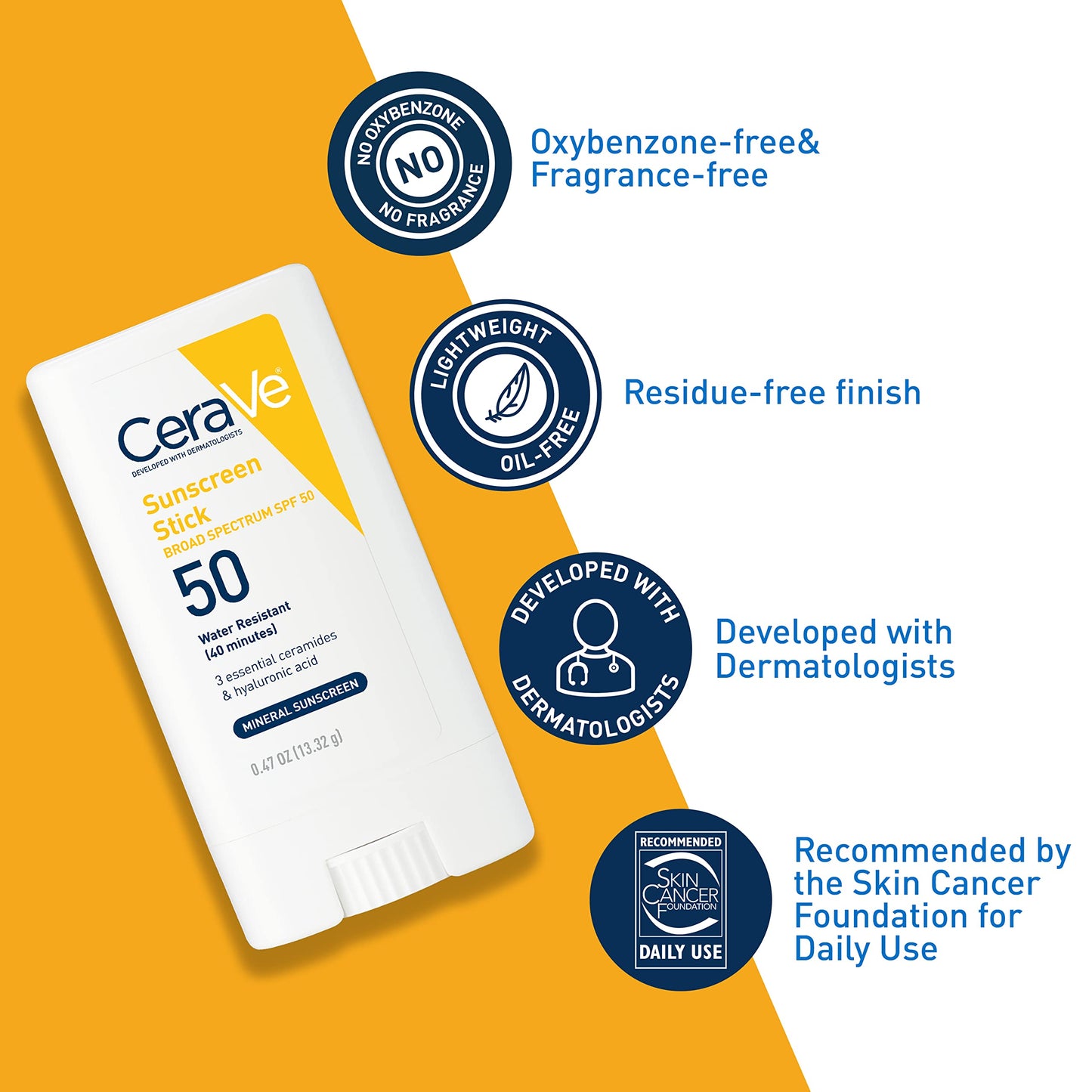 CeraVe Suncare Sunscreen Stick SPF50 0.45 oz (Pack of 4) Beauty & Personal Care CeraVe