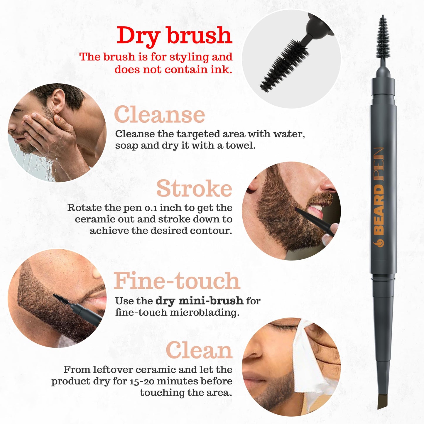 Beard Pen Filler for Men - Barber Styling Grooming Pencil - Waterproof, Sweat Proof, Long Lasting Solution with Natural Finish - Cover Beard and Scalp Beauty & Personal Care FOLLICLE BOOSTER