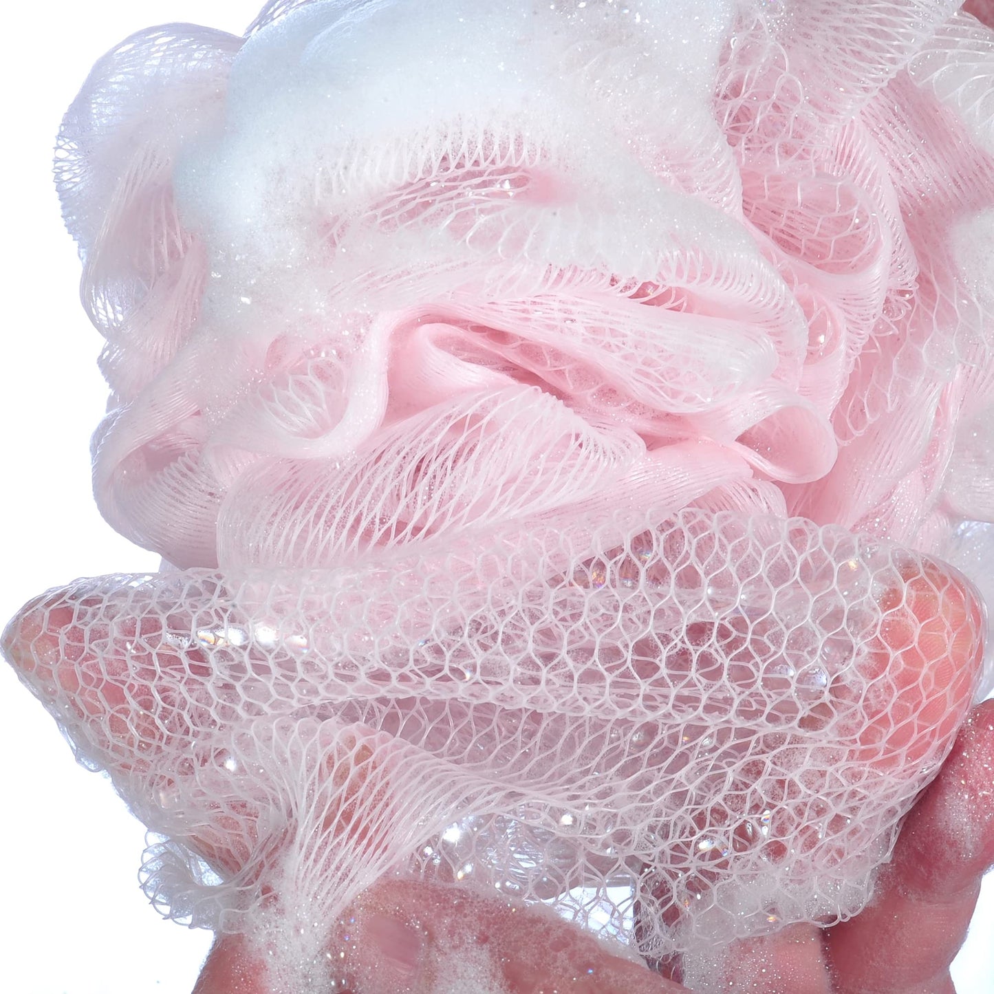 iboodi 60g/pcs Multi-Color Mesh Bath Sponge Shower Pouf Loofahs Shower Puff Pack of 4 (White,Pink,Purple and Blue) Beauty and Personal Care iboodi